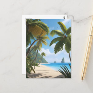 Tropischer Strand mit Palmen Postkarte