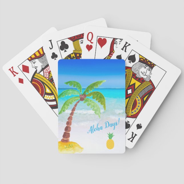 Tropischer Strand mit Palmen Tree Aloha Spielkarte (Rückseite)