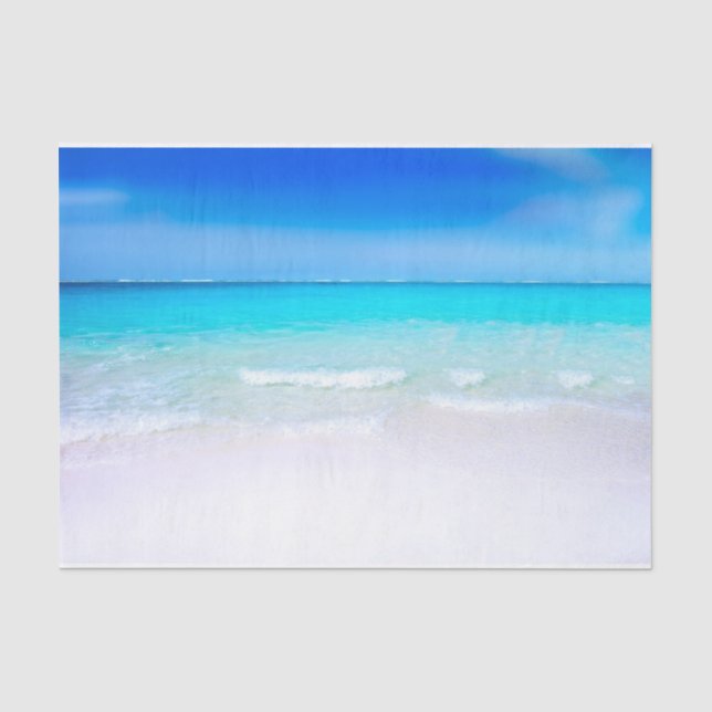 Tropischer Strand mit türkisblauem Meer Seidenpapier (Vorderseite)