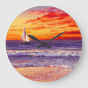 TROPISCHER STRAND OCEE ART Wall Clock Große Wanduhr