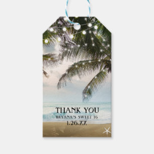 Tropischer Strand Ozean Palmen & Lichter Hochzeit Geschenkanhänger