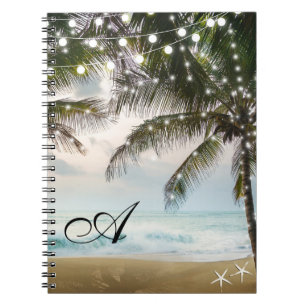 Tropischer Strand Ozean Palmen & Lichter Notizblock