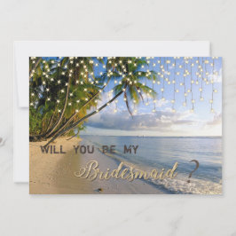 Tropischer Strand, Palm, String Lights Bridesmaid  Einladung