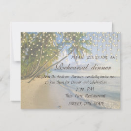 Tropischer Strand, Palm, String Lights Probe Abend Einladung