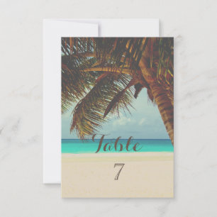Tropischer Strand, Palm-Tischkarte Einladung
