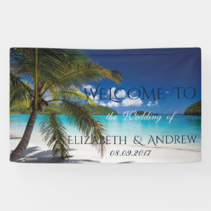Tropischer Strand, Palme, Sand Hochzeitsbanner Banner