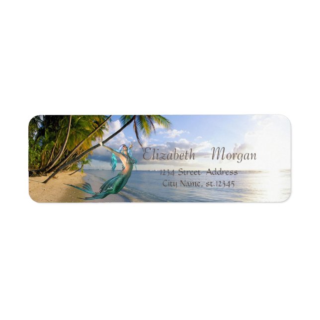 Tropischer Strand, Palmen, Meerjungfrau (Vorne)