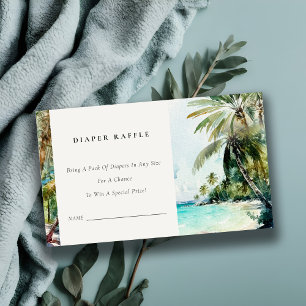 Tropischer Strand Palmenbaum Windel-Raffle Baby-Pa Begleitkarte