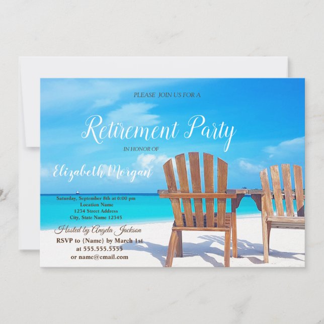 Tropischer Strand, Party für die Ruhestätte von Ho Einladung (Vorderseite)