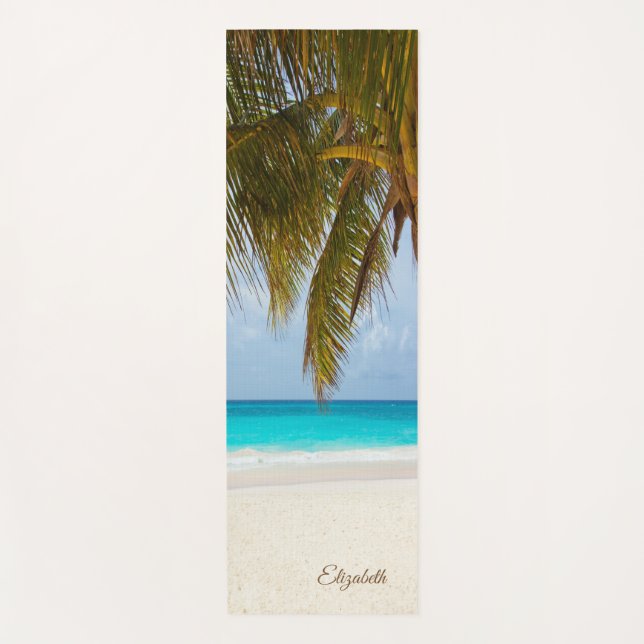 Tropischer Strand, Personalisiert von Palmen Yogamatte (Vorderseite)