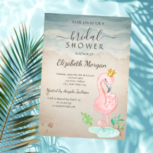 Tropischer Strand Pink Flamingos Einladung