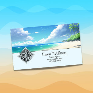 Tropischer Strand-QR-Code Küstenblau Magnetische Visitenkarte