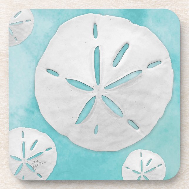 Tropischer Strand Sand Dollar Türkisches Wasser Fa Getränkeuntersetzer (Vorderseite)