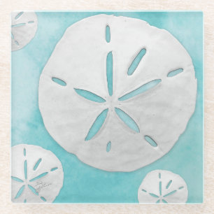 Tropischer Strand Sand Dollar Türkisches Wasser Fa Glasuntersetzer