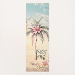 Tropischer Strand, Sand, Muscheln, Palme Yogamatte