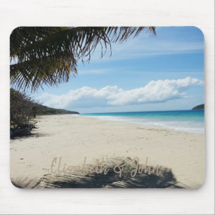 Tropischer Strand, Sand, Palm - Personalisiert Mousepad
