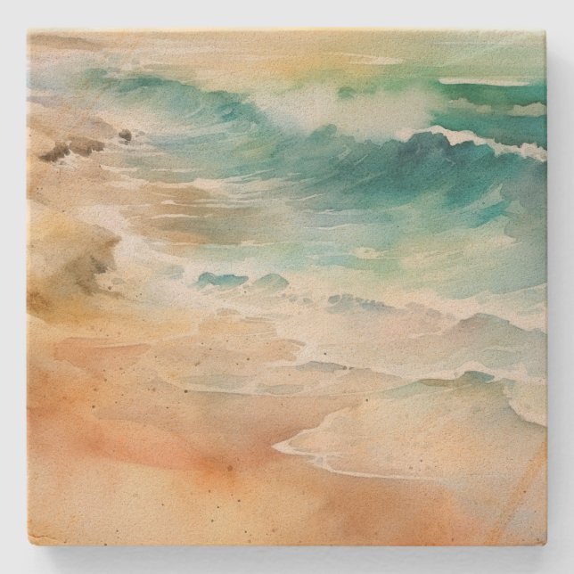 Tropischer Strand Sand und Meer Steinuntersetzer (Vorderseite)