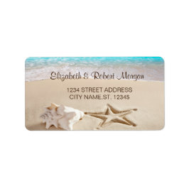 Tropischer Strand, Seastar, Seashell-Hochzeitslabe Adressaufkleber