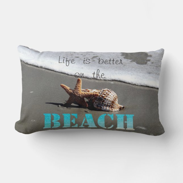 Tropischer Strand, Seastar, Seashell Lendenkissen (Vorderseite)