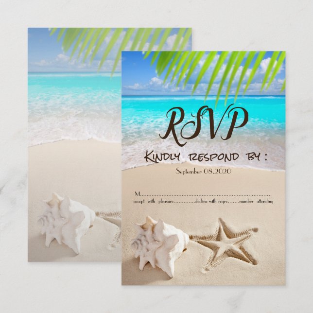 Tropischer Strand, Seastar, Seashell UAWG Einladung (Vorne/Hinten)
