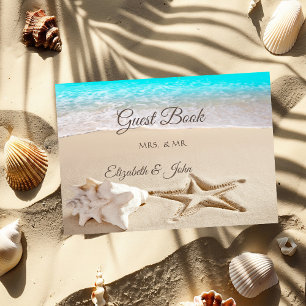 Tropischer Strand, Seestern, Muschel  Hochzeit Gästebuch