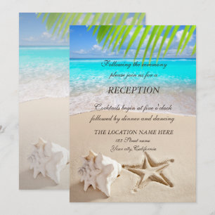 Tropischer Strand, Seestern, Muschel  Rezeption Einladung