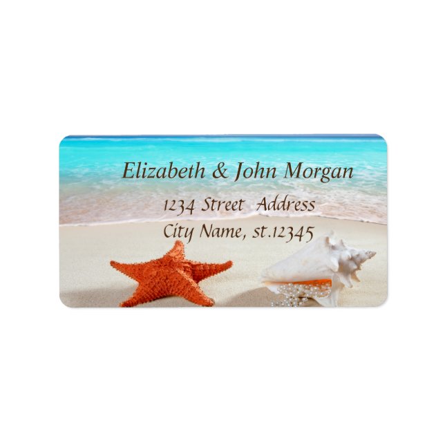 Tropischer Strand, Sommer, Sand, Meer, Muscheln Adressaufkleber (Vorne)