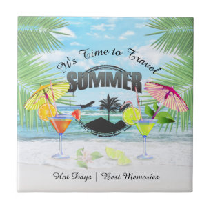 Tropischer Strand, Sommerferien   Personalisiert Fliese