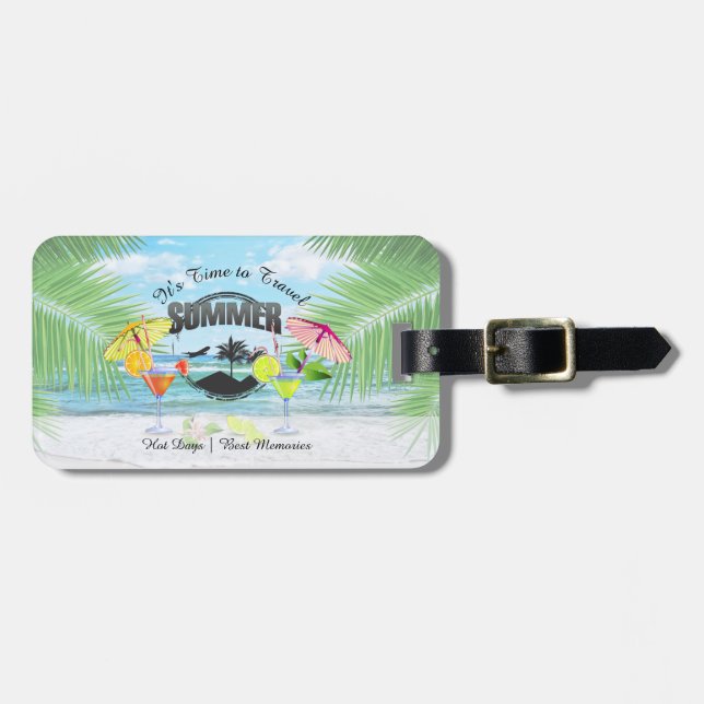 Tropischer Strand, Sommerferien | PERSONALISIERT Gepäckanhänger (Vorderseite horizontal)