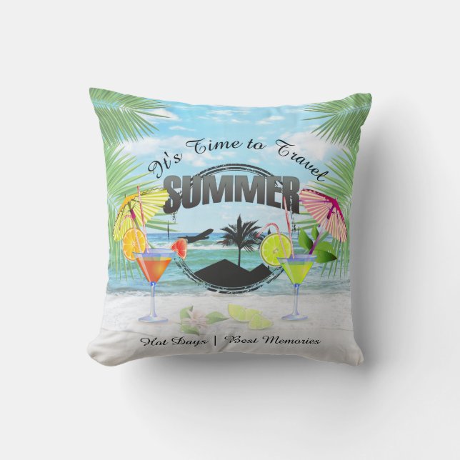 Tropischer Strand, Sommerferien | PERSONALISIERT Kissen (Vorderseite)