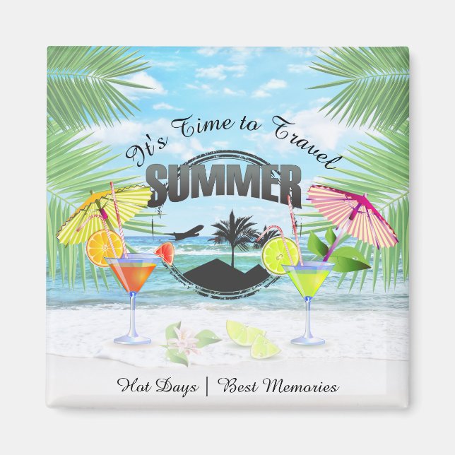 Tropischer Strand, Sommerferien | PERSONALISIERT Magnet (Vorne)