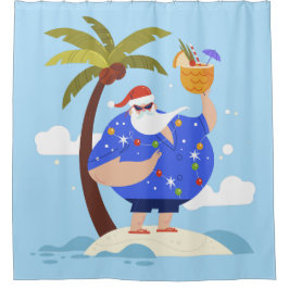 Tropischer Strand Sommerurlaub Weihnachten santa Duschvorhang