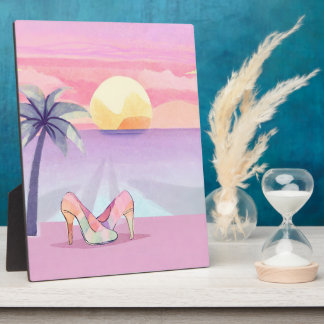 Tropischer Strand Sonnenuntergang High Heels Erinn Fotoplatte