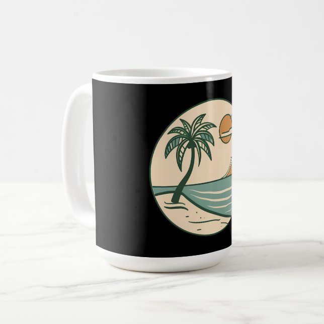 Tropischer Strand Sonnenuntergang Kaffeetasse (Vorderseite Links)