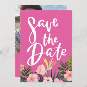 Tropischer Strand und Hochzeit in Urlaubsort Save The Date