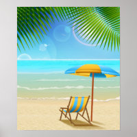 Tropischer Strand und Regenschirm