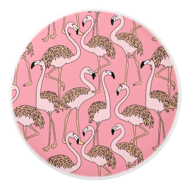 Tropischer Strand-Vogel-Rosa-Flamingo Keramikknauf (Vorderseite)