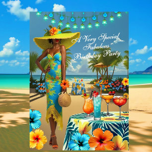 Tropischer Strand Wunderbarer Geburtstag Hibiskus  Einladung