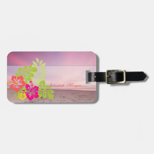 Tropischer Strandsonnenuntergang Hawaiianischer Hi Gepäckanhänger