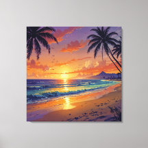 Tropischer Strandsonnenuntergang - Illustrationsst