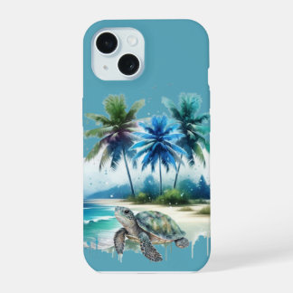 Tropischer Strandurlaub: Schildkrötenreise iPhone 15 Hülle