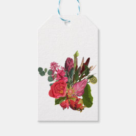 Tropischer Strauß mit roten Blume. Geschenkanhänger