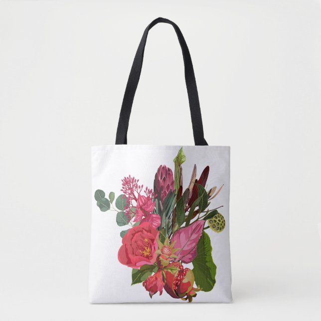 Tropischer Strauß mit roten Blume. Tasche (Vorderseite)