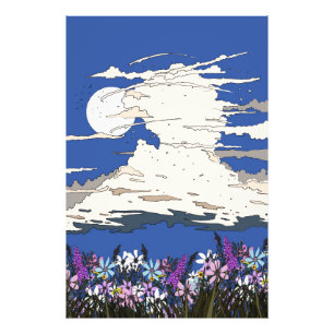 Tropischer Sturm und Blumen Fotodruck