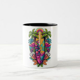 tropischer Surfbrett-Becher Zweifarbige Tasse