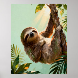 Tropischer süßer Faultier entspannende Jungle-Tier Poster