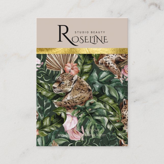 Tropischer Tiger-Dschungel rosa Blume Earring Disp Visitenkarte (Vorderseite)