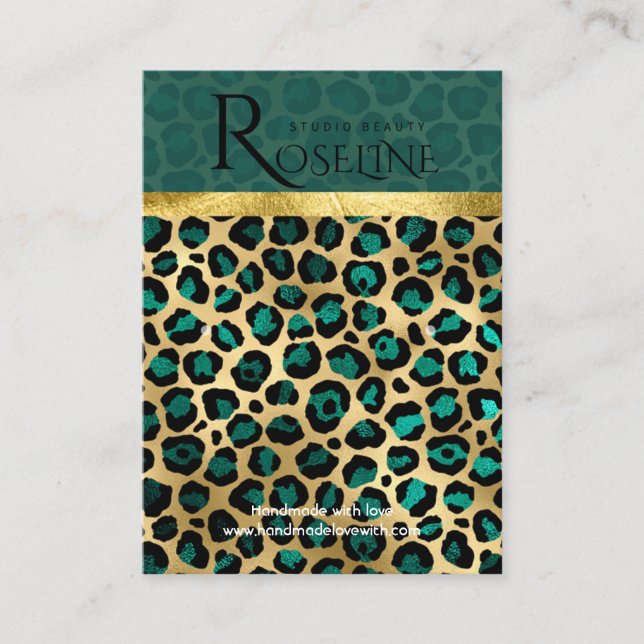 Tropischer Tiger-Dschungel rosa Blume Earring Disp Visitenkarte (Vorderseite)