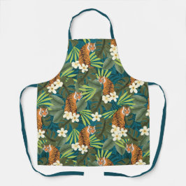 Tropischer Tiger Hawaiian Palm Dschungel Aquamarin Schürze
