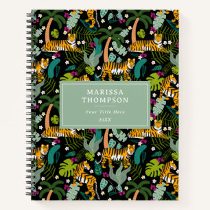 Tropischer Tiger Schwarzer Botanischer Dschungel S Notizbuch